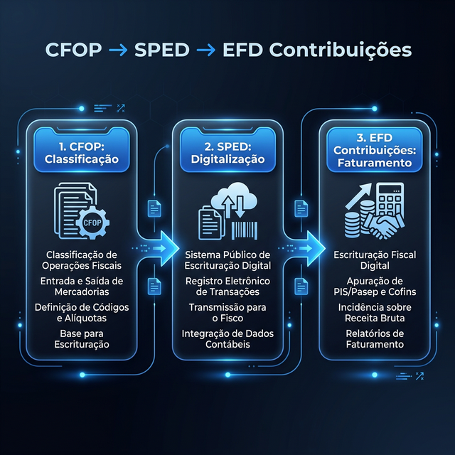 Infográfico: Fluxo do CFOP ao SPED e EFD Contribuições
